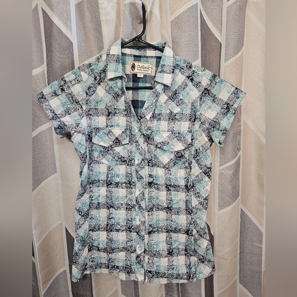 Outback Trading Co. Blue Plaid Shirt
